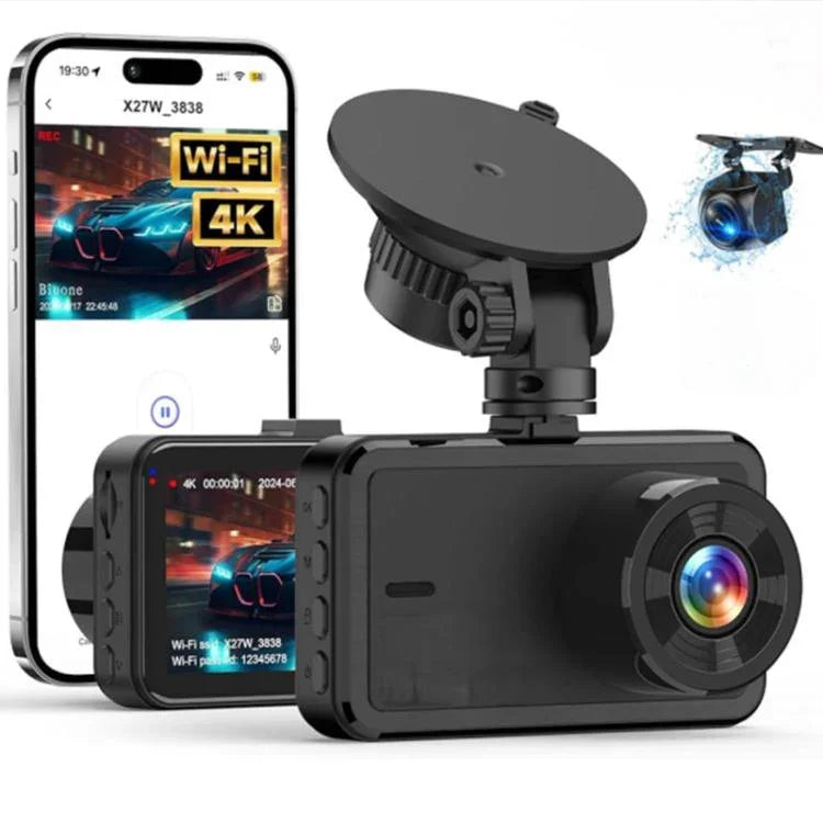 Support à ventouse enregistreur de conduite WiFi avec vision nocturne HD enregistrement avant et arrière double