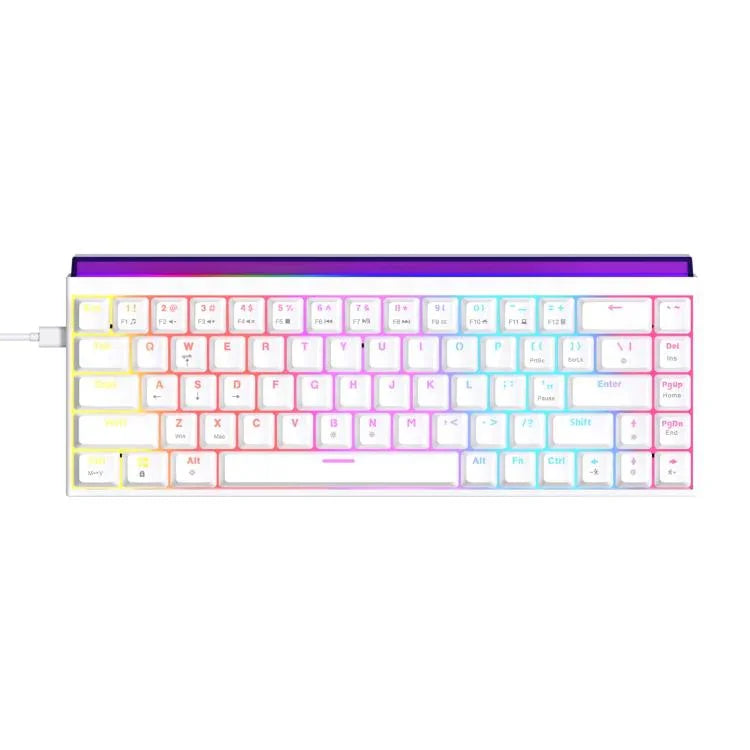 Clavier mécanique filaire NACODEX NK68 à axe magnétique couleur éblouissante pour bureau et gaming, 68 touches, blanc ordinaire, blanc contour, noir contour