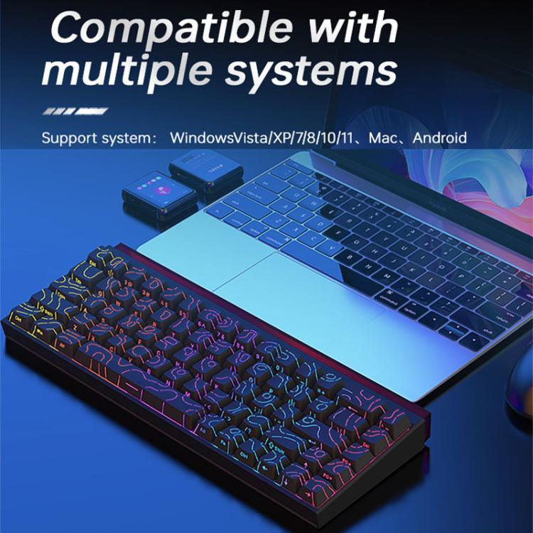 Clavier mécanique filaire NACODEX NK68 à axe magnétique couleur éblouissante pour bureau et gaming, 68 touches, blanc ordinaire, blanc contour, noir contour