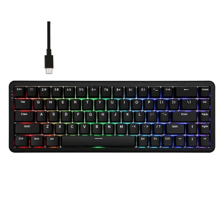 Clavier mécanique filaire Ajazz AK680 MAX à axe magnétique avec éclairage RGB, noir, blanc, noir gris jaune, bleu blanc bleu foncé, gravure latérale dégradé rose, noir contour, blanc contour