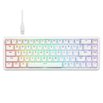 Clavier mécanique filaire Ajazz AK680 MAX à axe magnétique avec éclairage RGB, noir, blanc, noir gris jaune, bleu blanc bleu foncé, gravure latérale dégradé rose, noir contour, blanc contour
