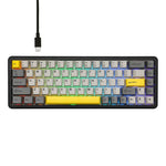 Clavier mécanique filaire Ajazz AK680 MAX à axe magnétique avec éclairage RGB, noir, blanc, noir gris jaune, bleu blanc bleu foncé, gravure latérale dégradé rose, noir contour, blanc contour