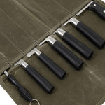 Sac de rangement portable en toile cirée humide pour couteaux de pique-nique, 7 compartiments (vert armée), 7 compartiments (kaki)