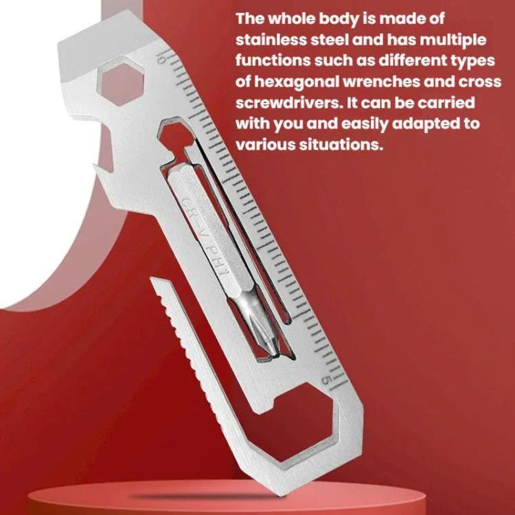 Multi-outil avec clé à molette en lot Carte outil en acier inoxydable, 7 en 1