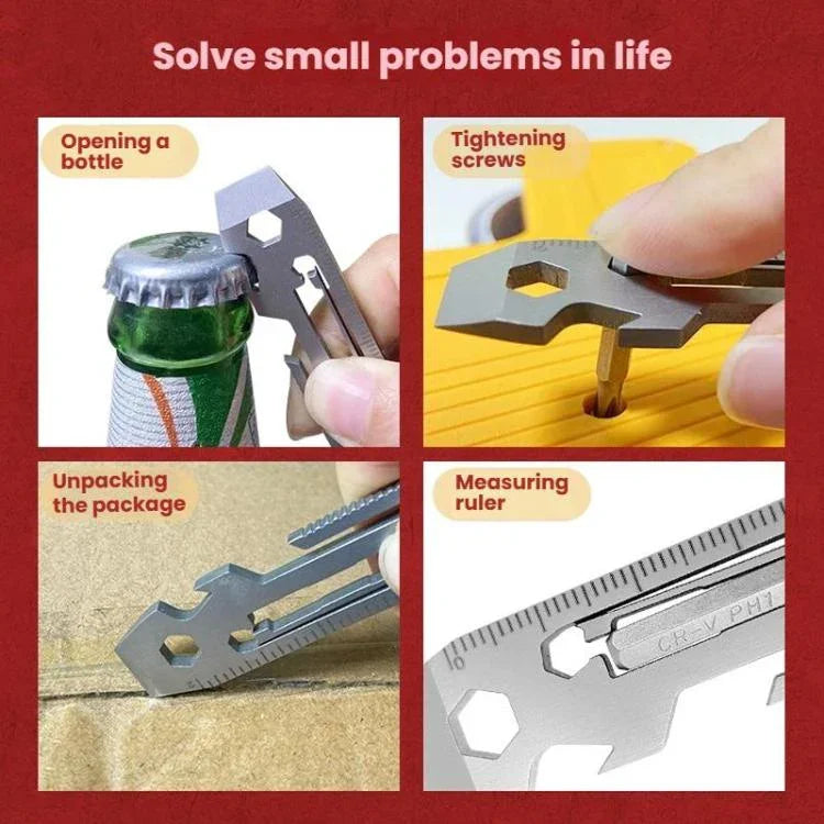 Multi-outil avec clé à molette en lot Carte outil en acier inoxydable, 7 en 1