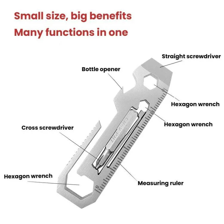 Multi-outil avec clé à molette en lot Carte outil en acier inoxydable, 7 en 1