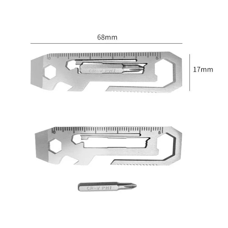 Multi-outil avec clé à molette en lot Carte outil en acier inoxydable, 7 en 1