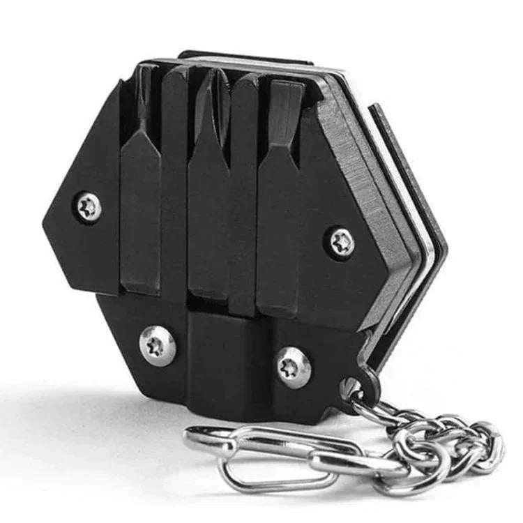 Couteau hexagonal pliant de poche multifonction en acier inoxydable Outil combiné EDC extérieur avec tournevis