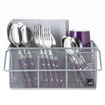 Panier Organisateur de Couverts en Fer à Poignée, Support de Rangement et Séchage d'Ustensiles Divisé pour Cuisine et Outils de Nettoyage de Table