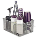 Panier Organisateur de Couverts en Fer à Poignée, Support de Rangement et Séchage d'Ustensiles Divisé pour Cuisine et Outils de Nettoyage de Table