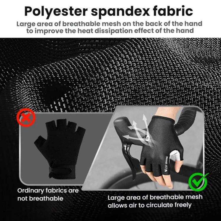 WEST BIKING Gants de cyclisme mi-doigts respirants, antichocs et antidérapants, Tailles M, L, XL, XXL