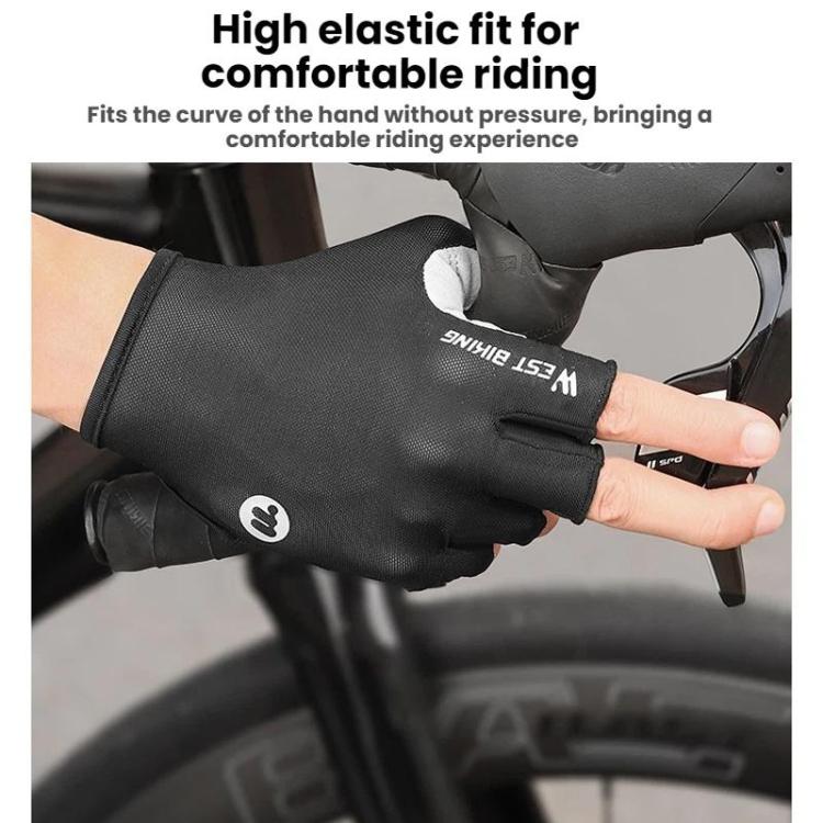 WEST BIKING Gants de cyclisme mi-doigts respirants, antichocs et antidérapants, Tailles M, L, XL, XXL