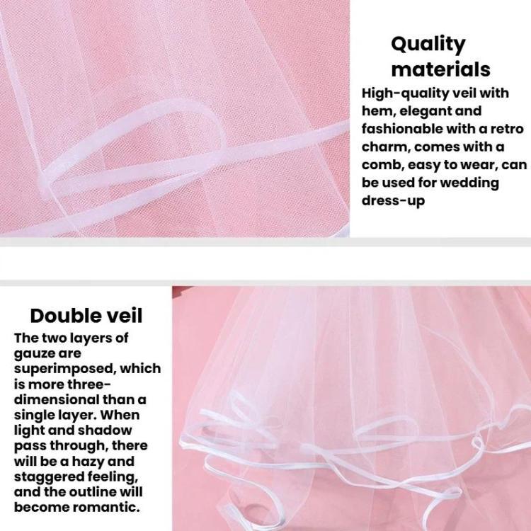 Bridal Veil Hair Accessories Double-Layer Tulle Veil, Red Plastic Hairbrush, Black Plastic Hairbrush, White Plastic Hairbrush, Red Iron Hairbrush, Black Iron Hairbrush, White Iron Hairbrush