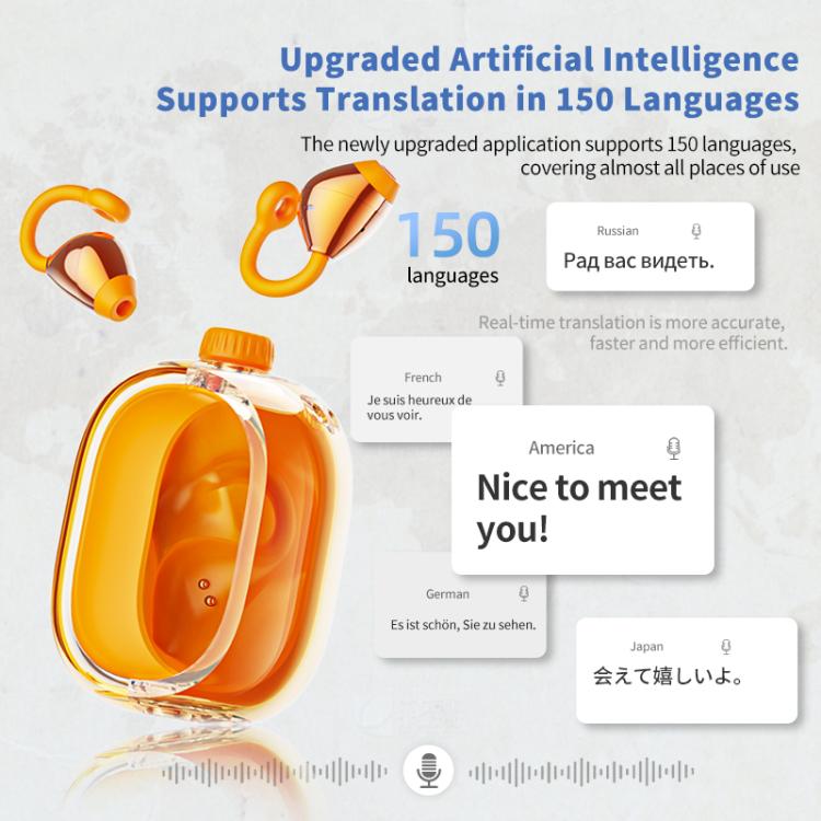Écouteurs Bluetooth clip sans fil traduction AI 150 langues