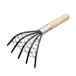 Râteau à palourdes avec poche en maille Râteau de plage en bois Petit outil râteau en fer, court, long