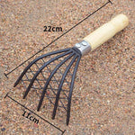 Râteau à palourdes avec poche en maille Râteau de plage en bois Petit outil râteau en fer, court, long