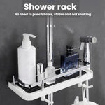 Étagère de tringle de douche, plateau de douche surélevé, support de rangement multifonctionnel pour salle de bain, trou circulaire blanc, trou carré blanc, trou circulaire noir, trou carré noir