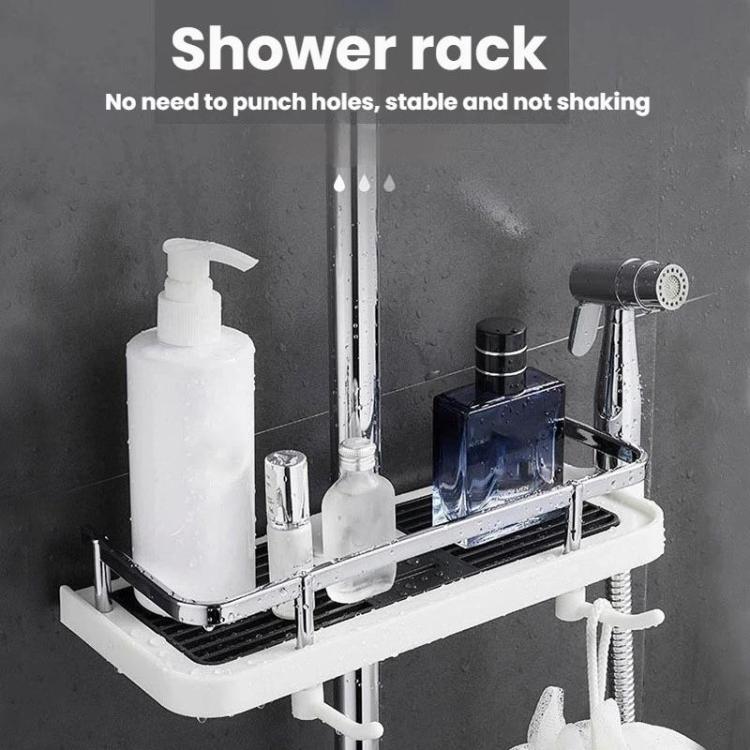Étagère de tringle de douche, plateau de douche surélevé, support de rangement multifonctionnel pour salle de bain, trou circulaire blanc, trou carré blanc, trou circulaire noir, trou carré noir