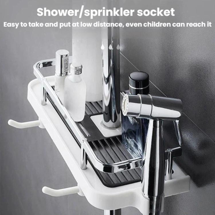 Étagère de tringle de douche, plateau de douche surélevé, support de rangement multifonctionnel pour salle de bain, trou circulaire blanc, trou carré blanc, trou circulaire noir, trou carré noir