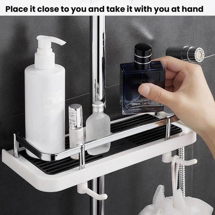 Étagère de tringle de douche, plateau de douche surélevé, support de rangement multifonctionnel pour salle de bain, trou circulaire blanc, trou carré blanc, trou circulaire noir, trou carré noir