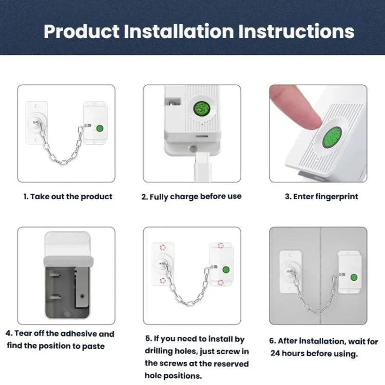 Cadenas intelligent à empreintes digitales avec clé électronique Limiteur d'ouverture de fenêtre pour la sécurité des enfants et des animaux domestiques