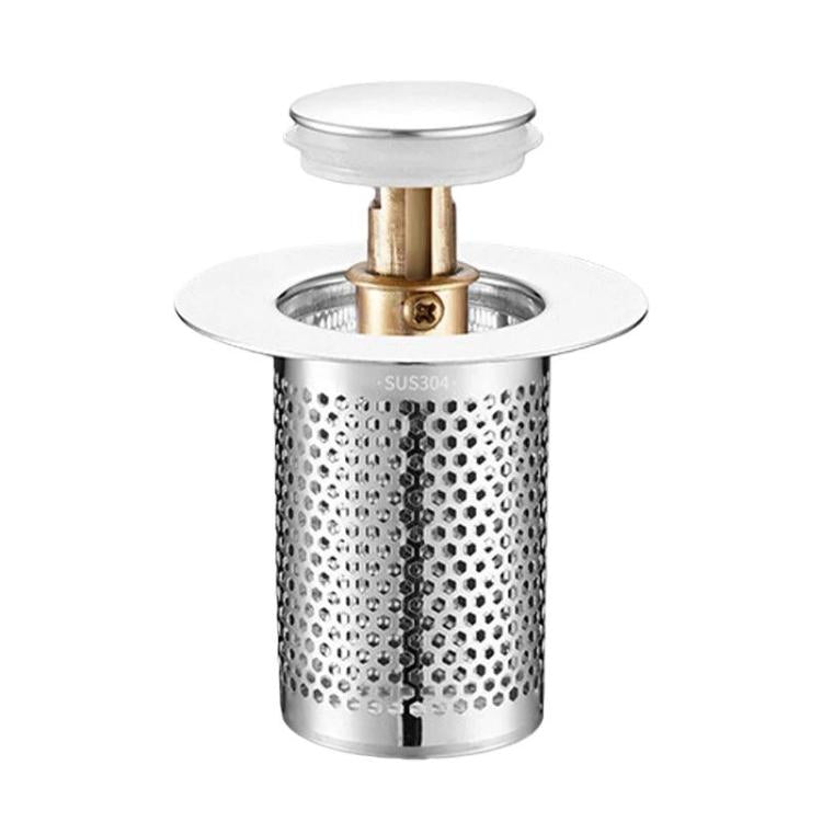 Crépine de lavabo à âme rebondissante en cuivre à large alésage en acier A1, espacement des trous 33-55 mm, bouchon universel, court 8 cm, long 8 cm