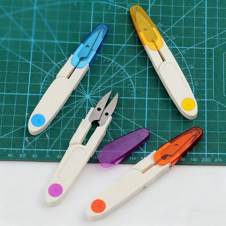 10pcs ciseaux à fil pour point de croix domestique avec couverture transparente, violet, jaune, bleu, rouge