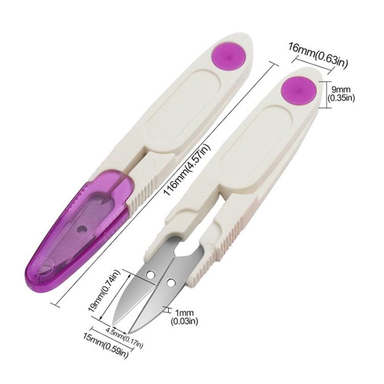 10pcs ciseaux à fil pour point de croix domestique avec couverture transparente, violet, jaune, bleu, rouge