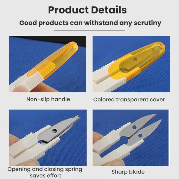 10pcs ciseaux à fil pour point de croix domestique avec couverture transparente, violet, jaune, bleu, rouge