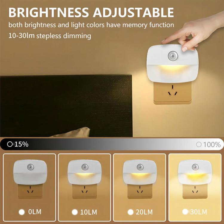 Smart Motion Sensor Night Light 3 Color Temperatures Plug-in Light for Bedroom, Hallway, Stairs, EU Plug, US Plug