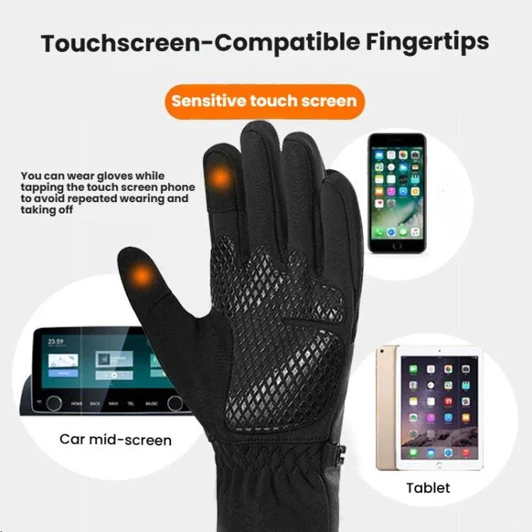 Gants Chauffants Électriques Homme Femme 3 Niveaux de Chaleur, Gants Thermiques Hiver Coupe-Froid/Vent pour Équitation en Plein Air, Ski, Randonnée, Taille Unique