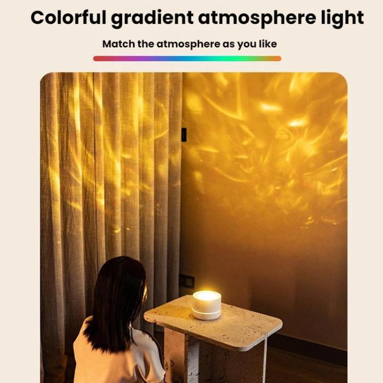 Humidificateur de bureau USB avec projection d'étoiles et lumière d'ambiance colorée à ondulations d'eau