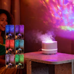 Humidificateur de bureau USB avec projection d'étoiles et lumière d'ambiance colorée à ondulations d'eau