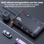 228W Car Cigarette Lighter Retractable Cable 3 In 1 Fast-Charging Car Charger With Independent Switches, C35L