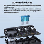 228W Car Cigarette Lighter Retractable Cable 3 In 1 Fast-Charging Car Charger With Independent Switches, C35L