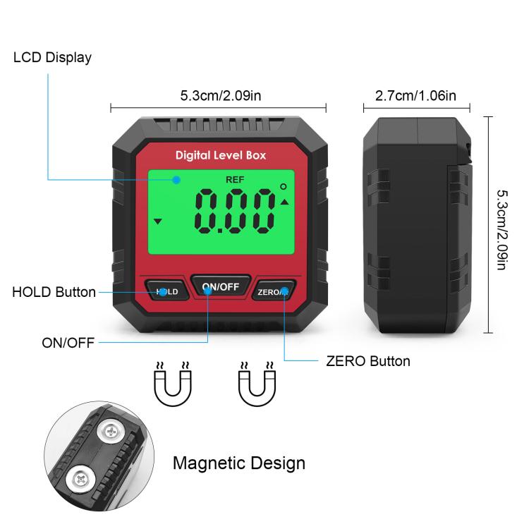 Inclinomètre numérique avec base magnétique et écran LCD, mini-rapporteur d'angle, mesureur de pente, VA107