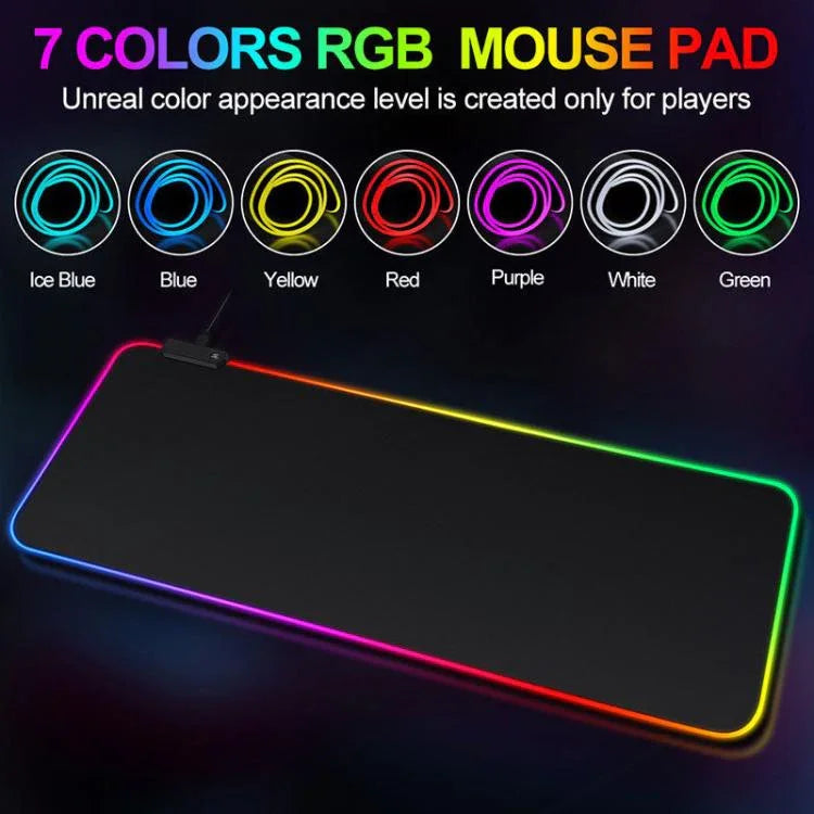 Micro-USB LED Glowing Mouse Keyboard Pad RGB Colorful Lights Locked Edge Thickened Mouse Desk Pad, 250x350x3mm, 250x350x4mm, 300x800x3mm, 300x800x4mm, 400x900x3mm, 400x900x4mm