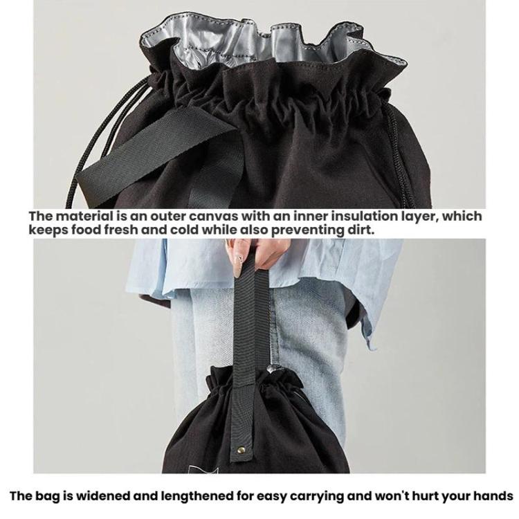 Drawstring Portable Raw Lunch Box Bag Lightweight Compact Lunch Bag