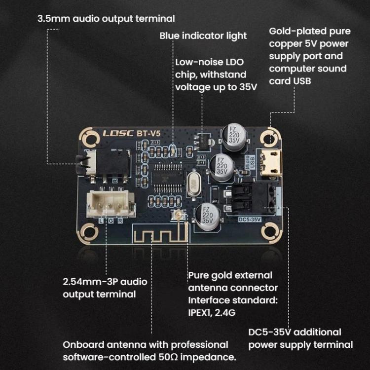 Module récepteur audio voiture MP3 Bluetooth 5.1 décodage DIY modifié sans perte, LQSC BT-V5
