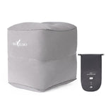 TRAELSKY Pouf gonflable en PVC floqué Repose-pieds pour avion, train, voiture Repose-pieds de bureau avec sac gonflable, 2 couches, 3 couches, Hauteur réglable Double valve