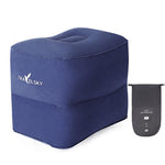 TRAELSKY Pouf gonflable en PVC floqué Repose-pieds pour avion, train, voiture Repose-pieds de bureau avec sac gonflable, 2 couches, 3 couches, Hauteur réglable Double valve