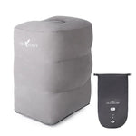 TRAELSKY Pouf gonflable en PVC floqué Repose-pieds pour avion, train, voiture Repose-pieds de bureau avec sac gonflable, 2 couches, 3 couches, Hauteur réglable Double valve
