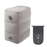 TRAELSKY Pouf gonflable en PVC floqué Repose-pieds pour avion, train, voiture Repose-pieds de bureau avec sac gonflable, 2 couches, 3 couches, Hauteur réglable Double valve