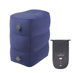 TRAELSKY Pouf gonflable en PVC floqué Repose-pieds pour avion, train, voiture Repose-pieds de bureau avec sac gonflable, 2 couches, 3 couches, Hauteur réglable Double valve