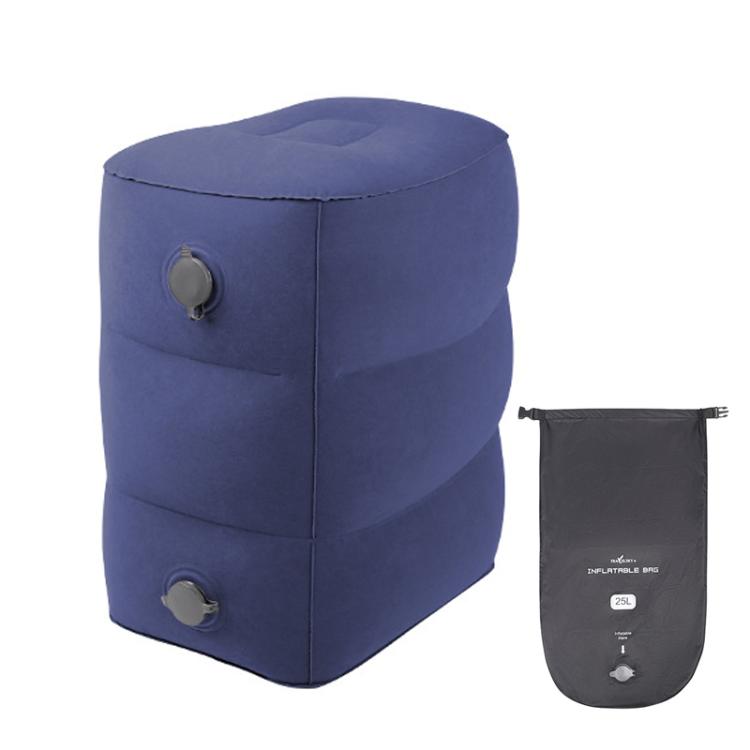 TRAELSKY Pouf gonflable en PVC floqué Repose-pieds pour avion, train, voiture Repose-pieds de bureau avec sac gonflable, 2 couches, 3 couches, Hauteur réglable Double valve