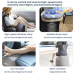 TRAELSKY Pouf gonflable en PVC floqué Repose-pieds pour avion, train, voiture Repose-pieds de bureau avec sac gonflable, 2 couches, 3 couches, Hauteur réglable Double valve
