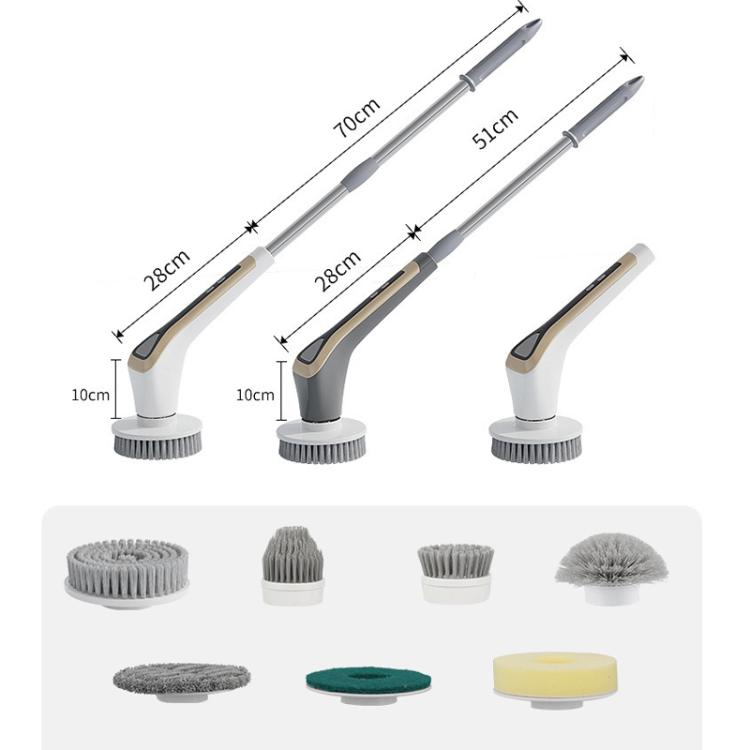 Brosse de Nettoyage Électrique Extensible 7-en-1, Nettoyeur Multi-surfaces pour Salle de Bain, Cuisinière, Voiture et Carrelage