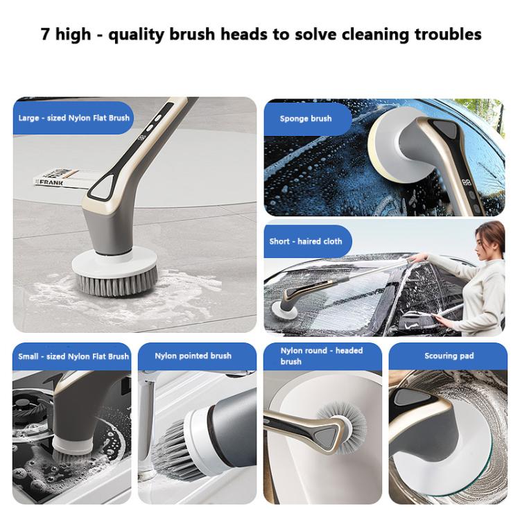 Brosse de Nettoyage Électrique Extensible 7-en-1, Nettoyeur Multi-surfaces pour Salle de Bain, Cuisinière, Voiture et Carrelage