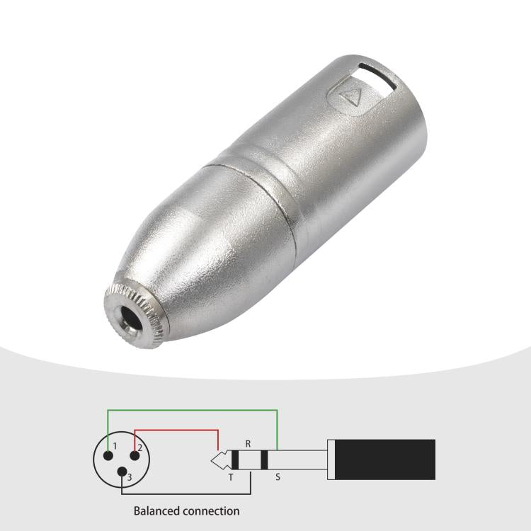 Adaptateur audio boîtier métal 3,5 mm femelle 1/8 TRS vers Carnott mâle XLR mâle