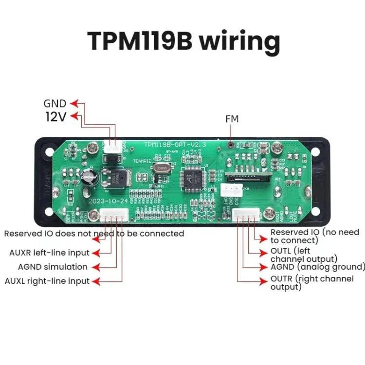 Carte décodeur MP3 Bluetooth Entrée USB/Line-In Lecteur audio numérique pour voiture, TPM119B